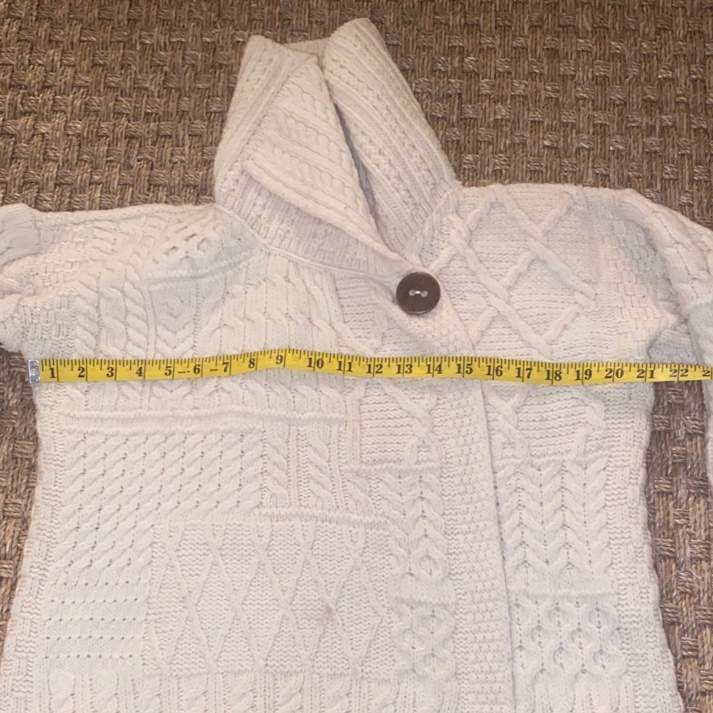 Carraigdonn Made In Ireland Knit Women’s Cream 100% Merino Wool Sweater sz M - Picture 6 of 15